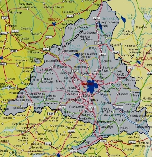քարտեզ Մադրիդից