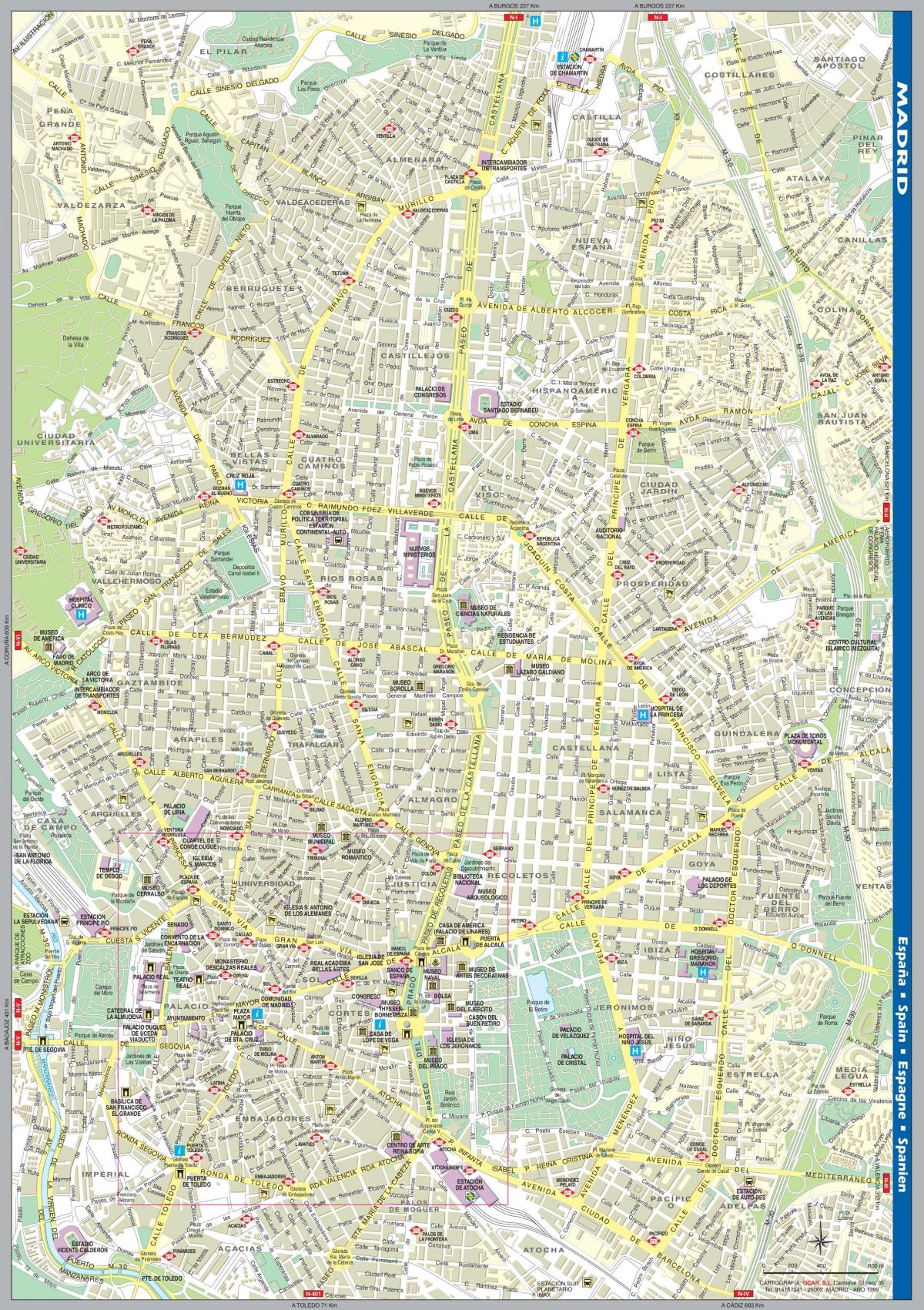 քարտեզ փողոցների Մադրիդի քաղաքի կենտրոն 